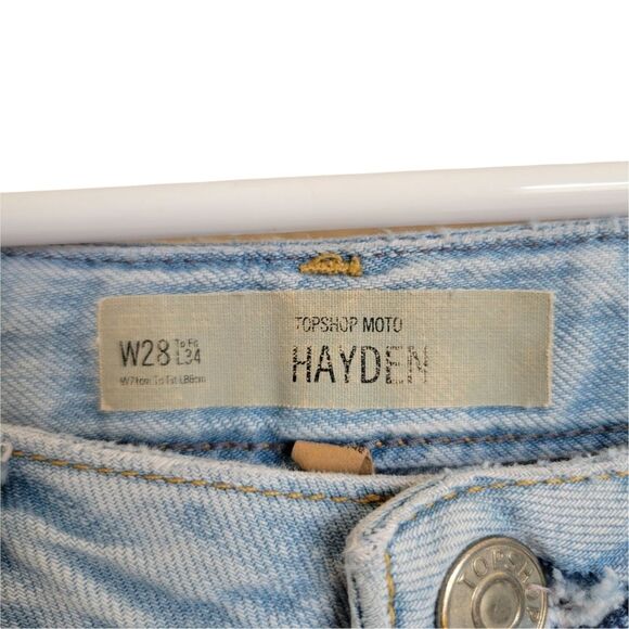 Topshop Jeans Size 28”x34 Moto Hayden Distressed loose fit light wash - Picture 3 of 9